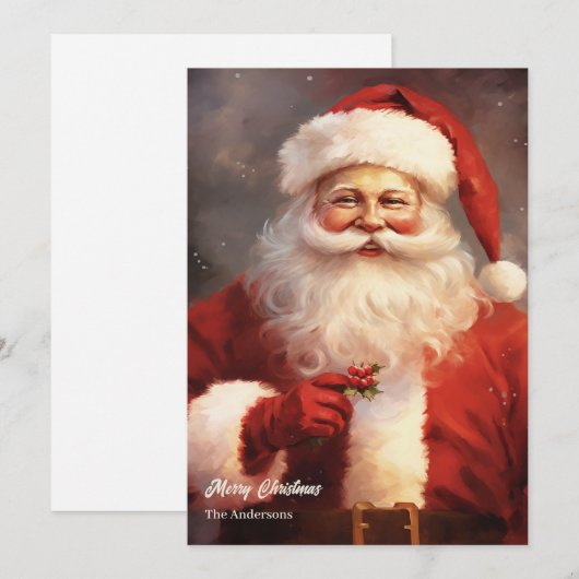 Klassieke  Kerstman glimlachend rood pet Feestdagenkaart (Voorkant / Achterkant)