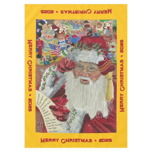 Klassieke Kerstman - Gouden Kerstmis op Maat Tafelkleed (Voorkant)