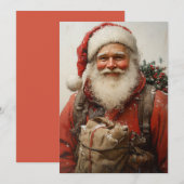 Klassieke Kerstman Hartverwarmende Kerstkunst Feestdagenkaart (Voorkant / Achterkant)
