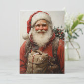 Klassieke Kerstman Hartverwarmende Kerstkunst Feestdagenkaart (Staand voorkant)