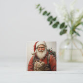 Klassieke Kerstman Hartverwarmende Kerstkunst Vierkante Visitekaartje (Staand voorkant)