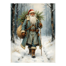 Klassieke Kerstman in Besneeuwd Bos