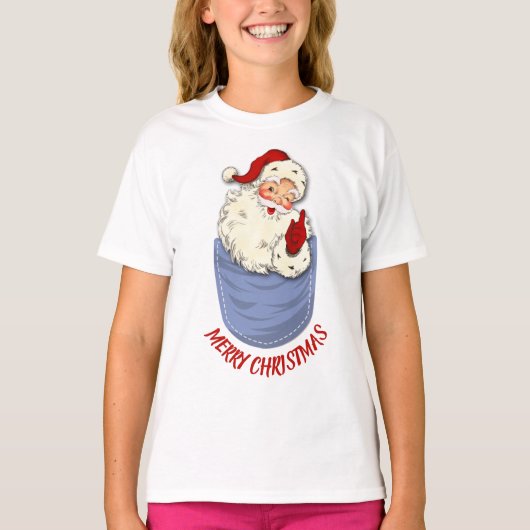 Klassieke kerstman in een Kind van een zakje T-shirt (Voorkant)