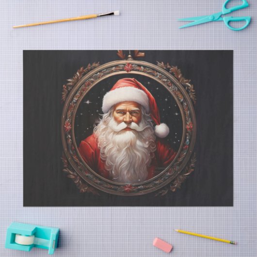 Klassieke Kerstman in  Lijst Decoupage Craf Tissuepapier (Craft)