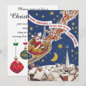 Klassieke Kerstman in slee uitnodiging (Voorkant / Achterkant)