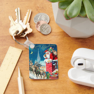 Klassieke Kerstman in Victoriaanse stijl op schoor Sleutelhanger
