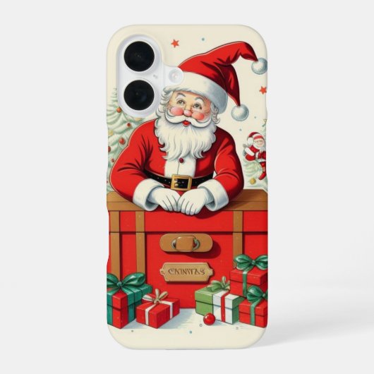 Klassieke kerstman iPhone 16 hoesje (Achterkant)