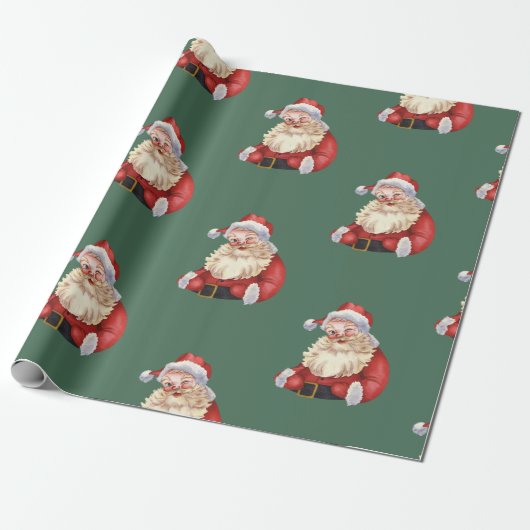 Klassieke Kerstman kerst Cadeaupapier (Uitgerold)