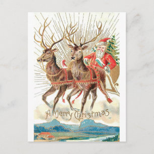 Klassieke Kerstman Kerst slee Reindeer  Briefkaart