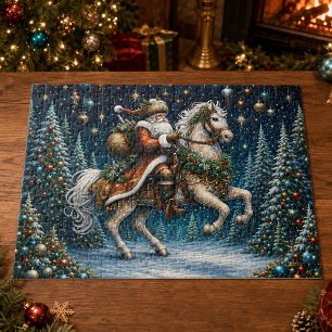 Klassieke Kerstman Kerstbomen Paard  Legpuzzel