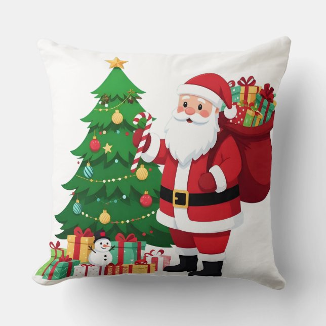 Klassieke Kerstman Kerstboom Kerstkussen Kussen (Voorkant)