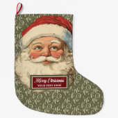 Klassieke Kerstman Kerstkous Retro Chic Grote Kerstsok (Voorkant)