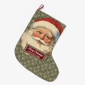 Klassieke Kerstman Kerstkous Retro Chic Grote Kerstsok (Voorkant (Hangend))