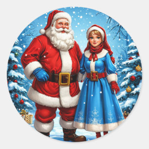 Klassieke Kerstman Kerstmagie Wintervreugde Ronde Sticker