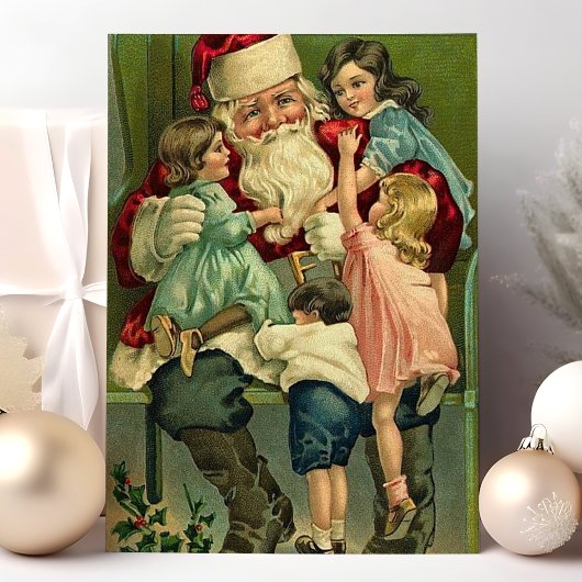 Klassieke Kerstman Kerstscene Feestdagenkaart