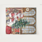 Klassieke Kerstman Knus Kerst Dieren Achtergrond Wandkleed (Voorkant (horizontaal))