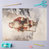 Klassieke Kerstman komt in besneeuwd bos Tissuepapier (Craft)