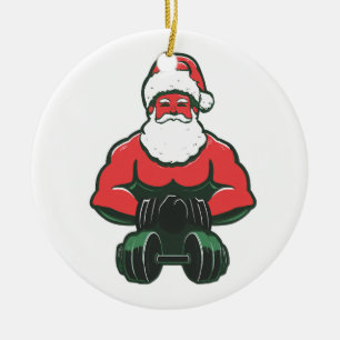 Klassieke Kerstman Krachtsporter – Spierbundel Ker Keramisch Ornament