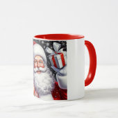 Klassieke Kerstman met cadeau & kerstversiering Mok (Voorkant rechts)