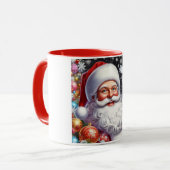 Klassieke Kerstman met cadeau & kerstversiering Mok (Voorkant links)