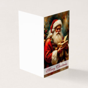 Klassieke Kerstman met Cadeau – Prettig Kerstfeest Kaart