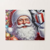 Klassieke Kerstman met cadeau & versiering Legpuzzel (Horizontaal)