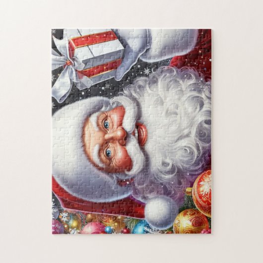 Klassieke Kerstman met cadeau & versiering Legpuzzel (Verticaal)