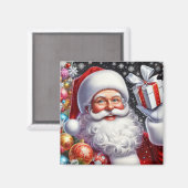 Klassieke Kerstman met cadeau & versiering Magneet (Voorkant / Achterkant)