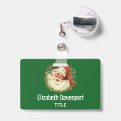 Klassieke Kerstman met dennengroen krans Badge (Achterkant met uittrekbare clip)