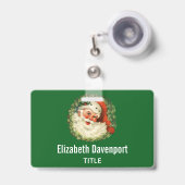 Klassieke Kerstman met dennengroen krans Badge (Voorzijde met uittrekbare clip)