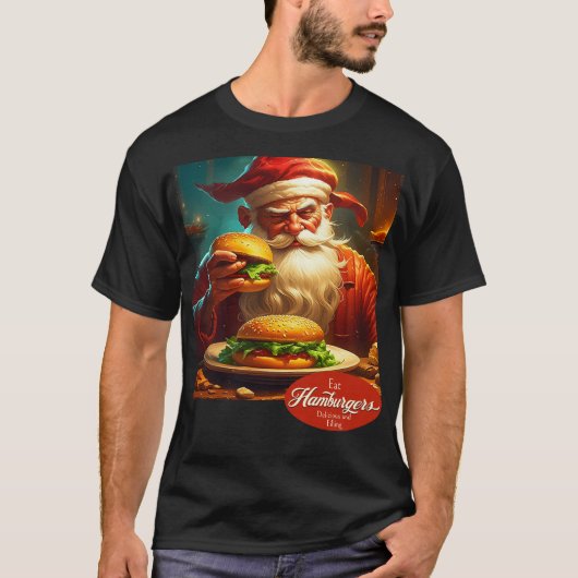 Klassieke Kerstman met hamburger T-shirt (Voorkant)