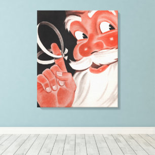 Klassieke Kerstman met herinneringssnoer om zijn v Canvas Afdruk