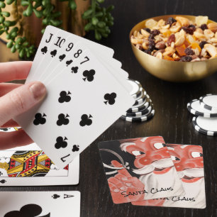 Klassieke Kerstman met herinneringssnoer om zijn v Pokerkaarten