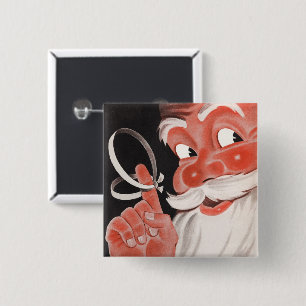 Klassieke Kerstman met herinneringssnoer om zijn v Vierkante Button 5,1 Cm
