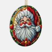 Klassieke Kerstman met hulstkrans Keramisch Ornament (Rechts)