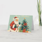 Klassieke Kerstman met Kerstboom  Kaart (Voorkant)