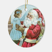 Klassieke Kerstman met Kind - rond Keramisch Ornament (Links)