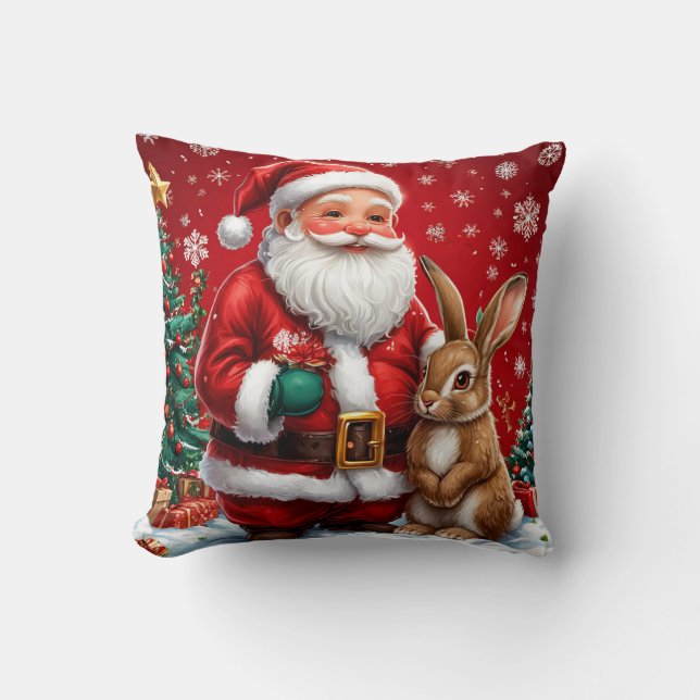 Klassieke kerstman met konijn kussen (Voorkant)