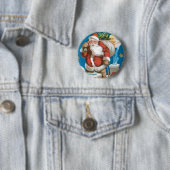 Klassieke Kerstman met Maan Ronde Button 5,7 Cm (In situ)