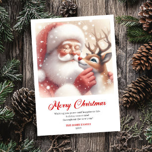 Klassieke Kerstman met Rudolph Kerstgroet Feestdagenkaart