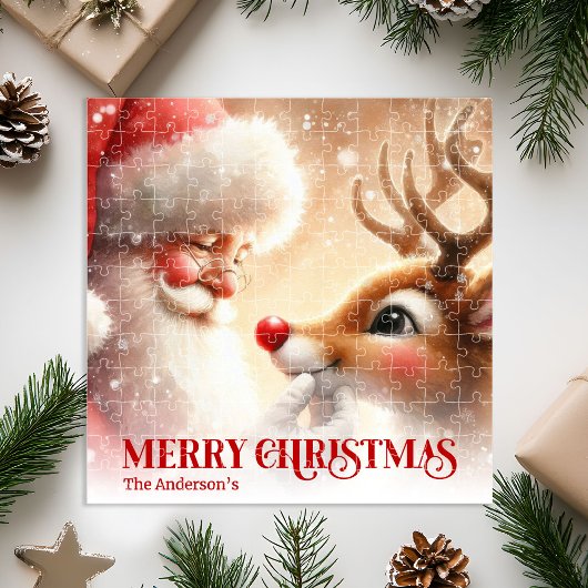 Klassieke Kerstman met Rudolph Kerstmis Puzzel  