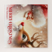 Klassieke Kerstman met Rudolph Kerstmis Puzzel   (Horizontaal)