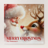 Klassieke Kerstman met Rudolph Kerstmis Puzzel   (Verticaal)