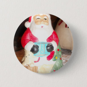 Klassieke Kerstman met Sneeuw Kunstprint Ronde Button 5,7 Cm