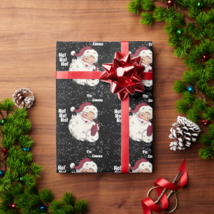 Klassieke kerstman met sneeuwval met kerstmis cadeaupapier