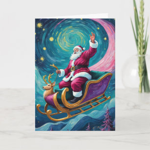 Klassieke Kerstman met sterrenhemel en aangepaste Kaart