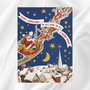 Klassieke Kerstman met vliegende rendieren Poster