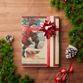 Klassieke Kerstman met Zak Vol Speelgoed Kerstmis Cadeaupapier