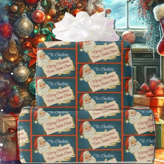 Klassieke Kerstman naar & van Kerstnamen toevoegen Cadeaupapier