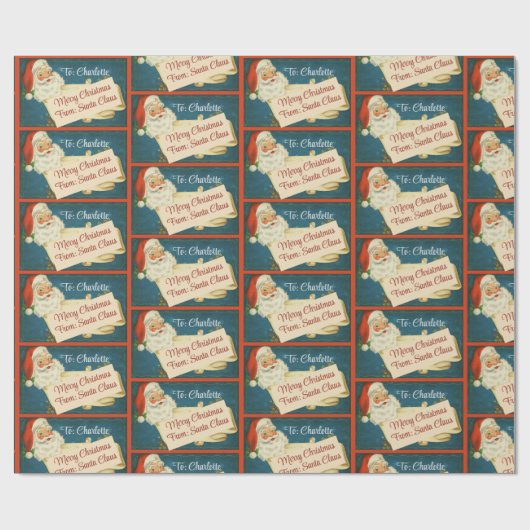 Klassieke Kerstman naar & van Kerstnamen toevoegen Cadeaupapier (Vlak)